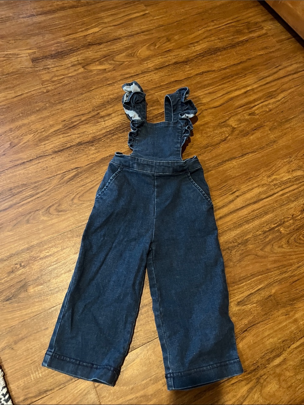 Hanna Andersson Navy Blue Denim Overalls with Elastic Waist